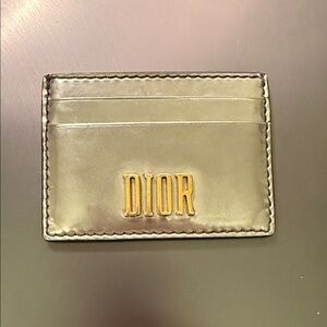 Authentic Dior Metallic Card Holder with Gold Logo